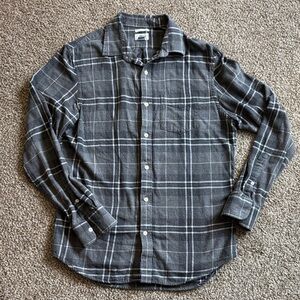 Old Navy Men's Charcoal Plaid Button Down Shirt